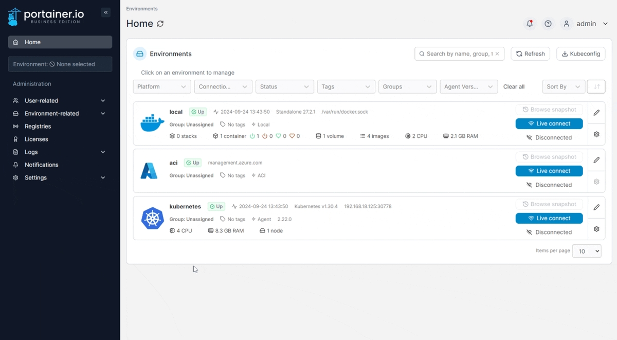 Connect to the Docker API | Portainer Documentation