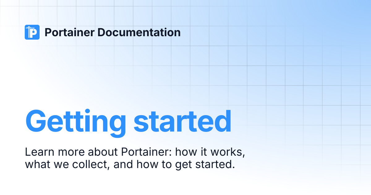Getting started | Portainer Documentation