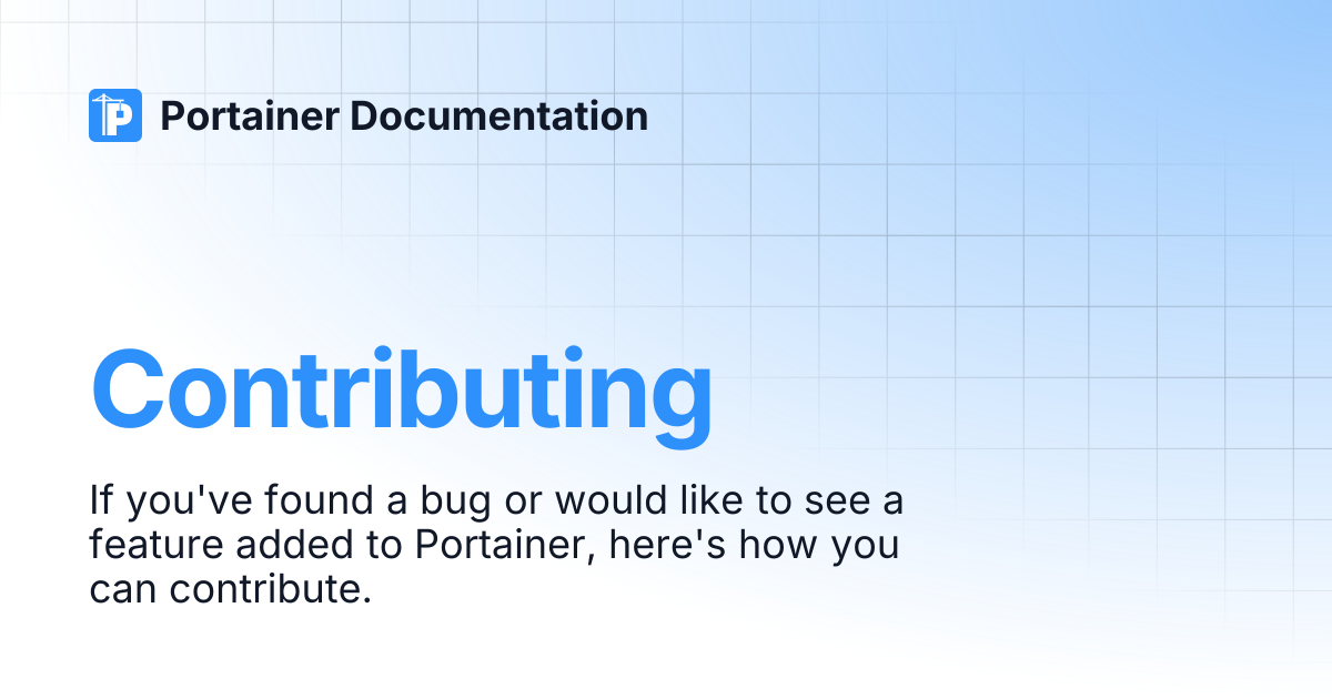 Contributing | Portainer Documentation